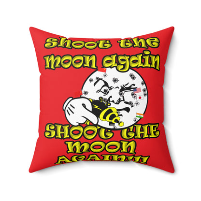 shoot the moon again - Spun Polyester Square Pillow - (red)