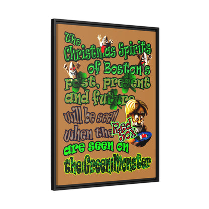 christmas spirits of boston - framed canvas art (light brown)