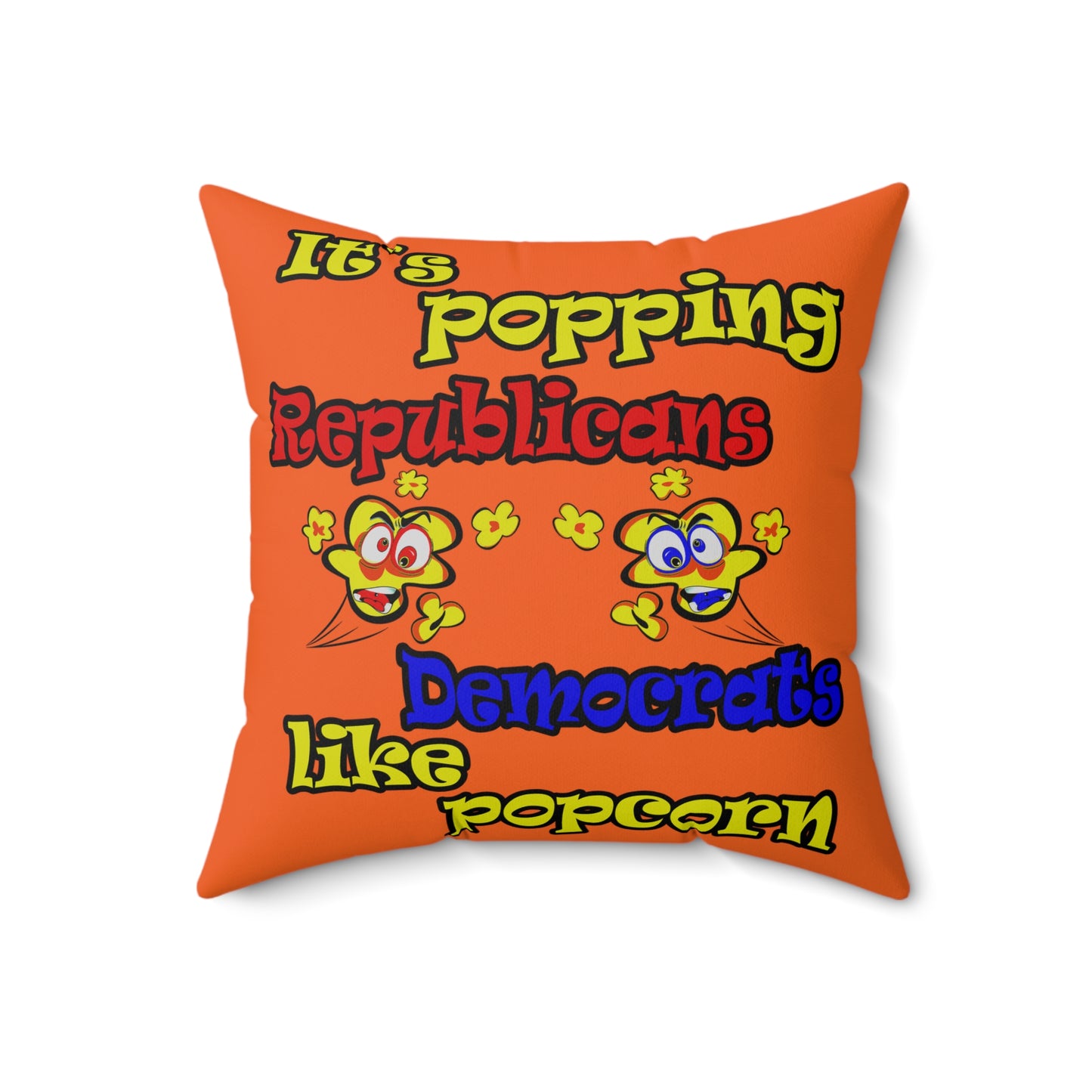 popping like popcorn - Spun Polyester Square Pillow - (orange)