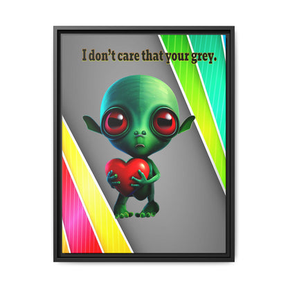 I don't care that your grey - framed canvas art (rainbow split)