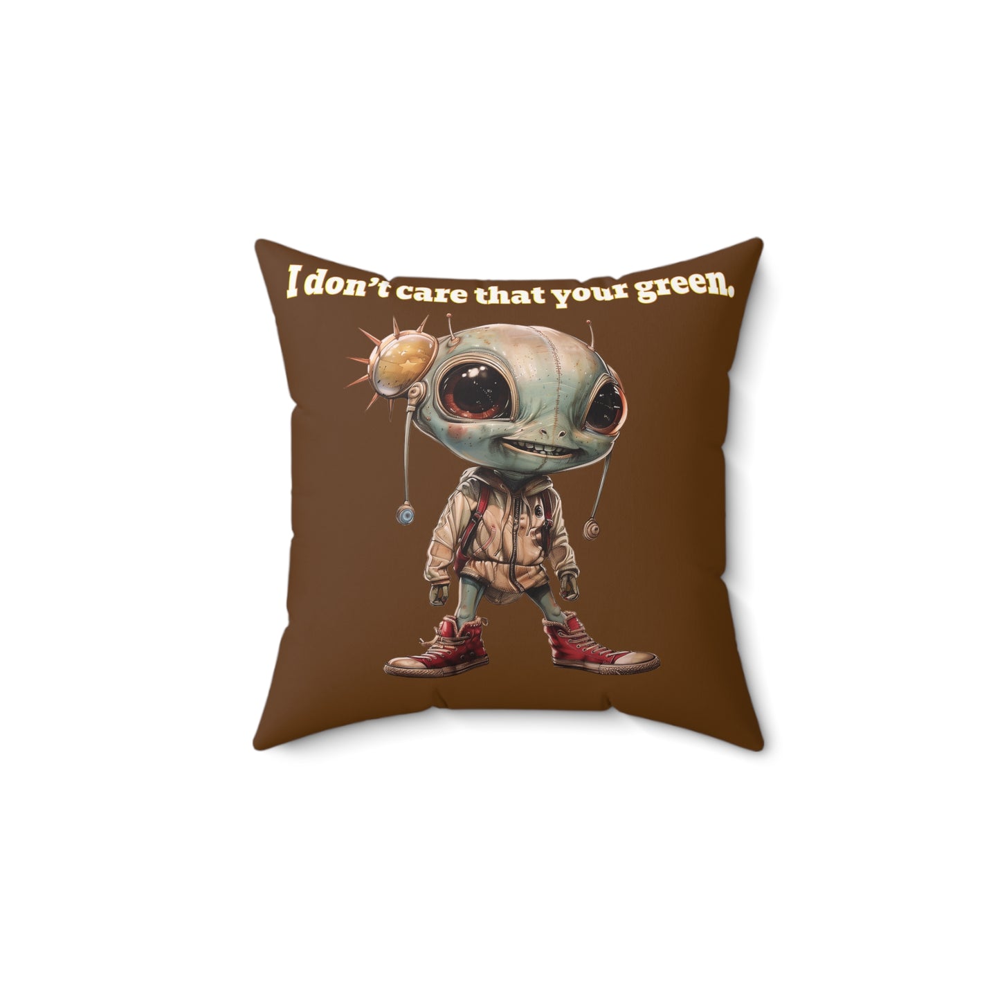 I don't care that your grey - Faux Suede Square Pillow - (brown)