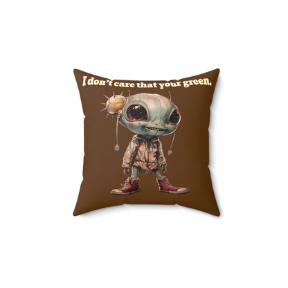 I don't care that your grey - Faux Suede Square Pillow - (brown)