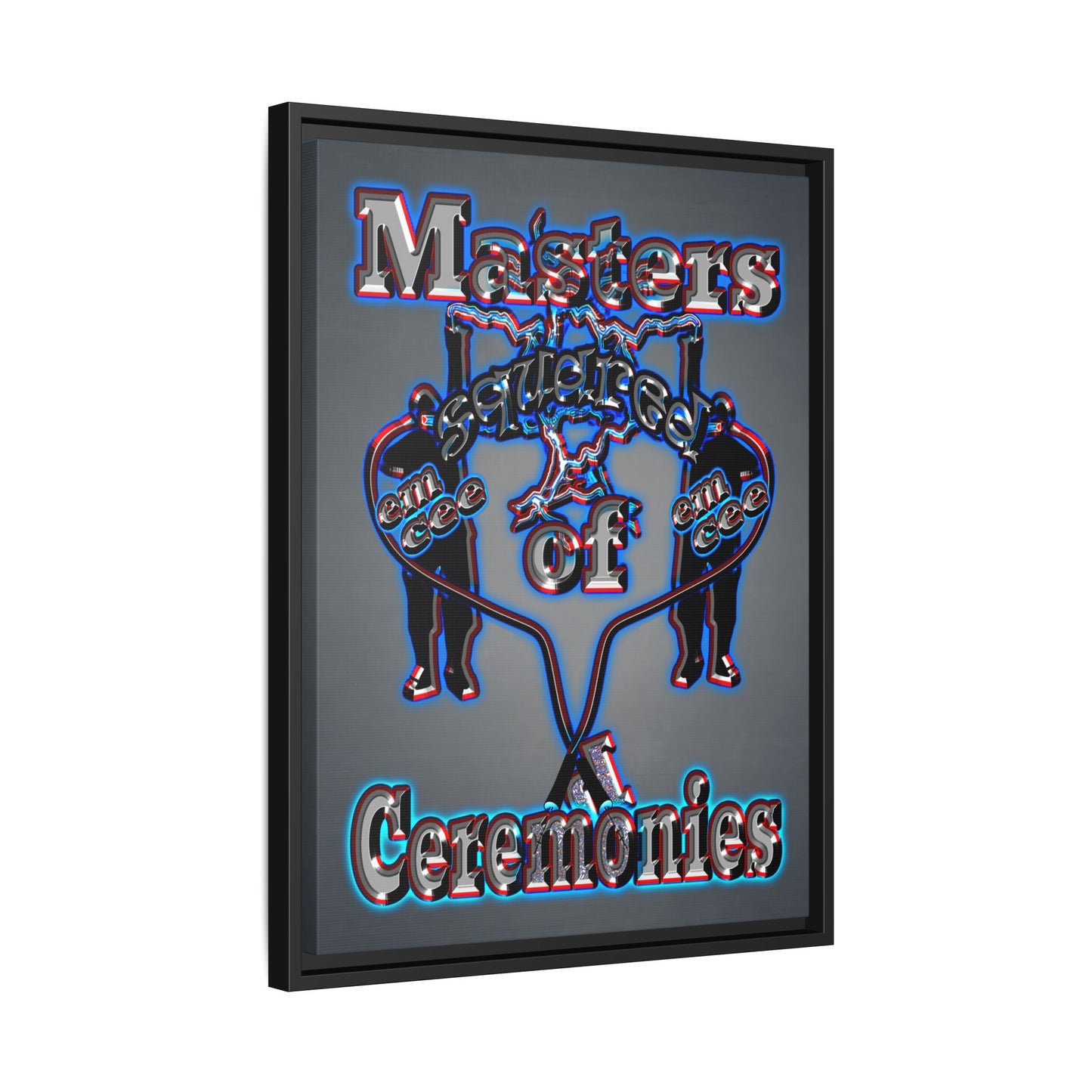 em cee squared - framed canvas art (grey-light grey)