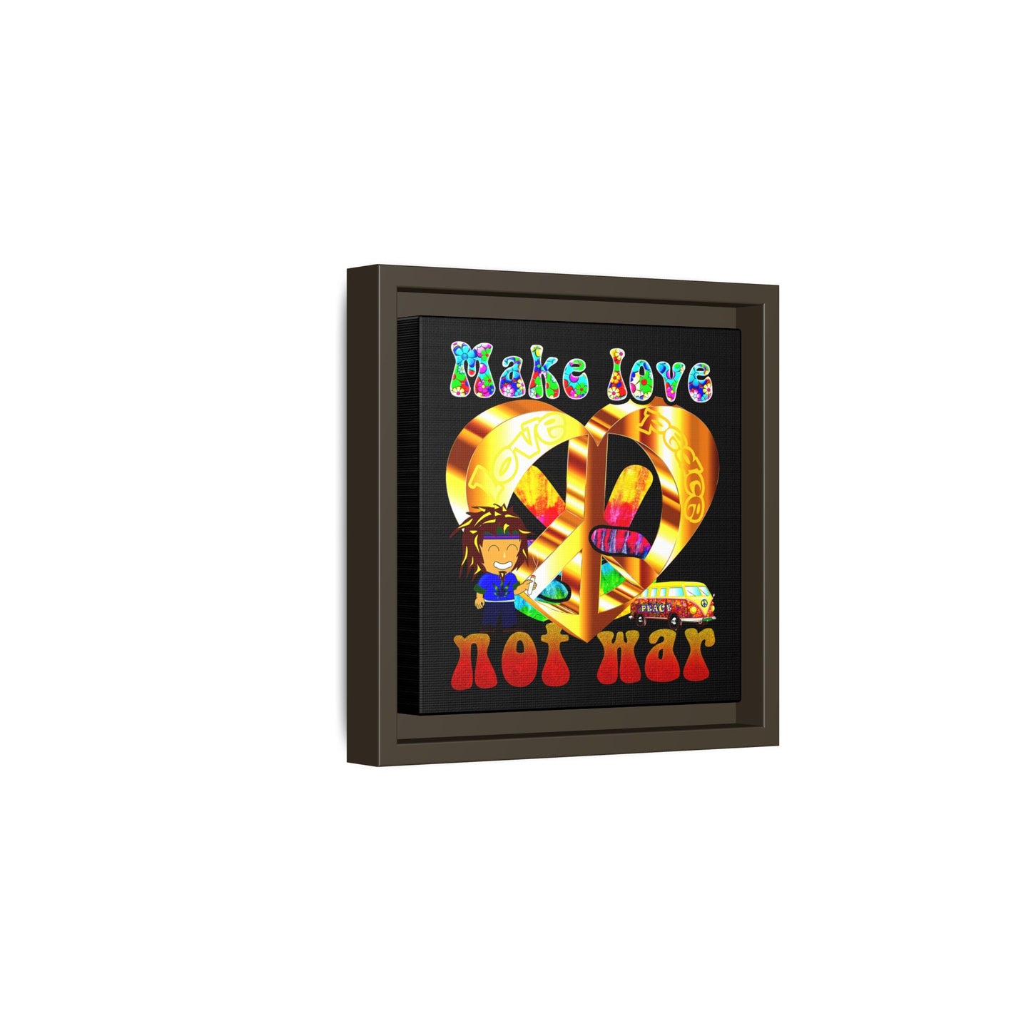 love peace - framed canvas art (black)