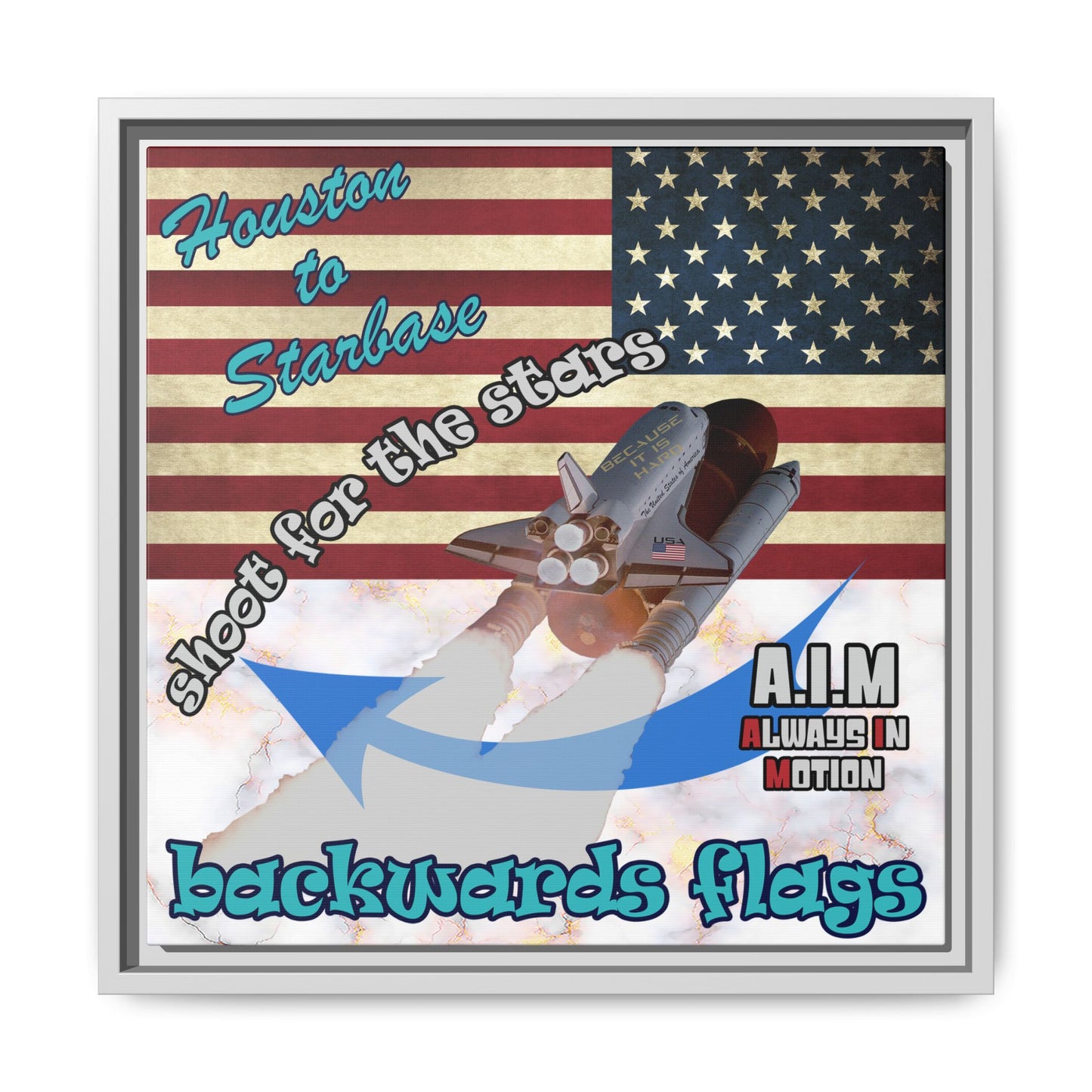 shoot for the stars - framed canvas art (white marble)
