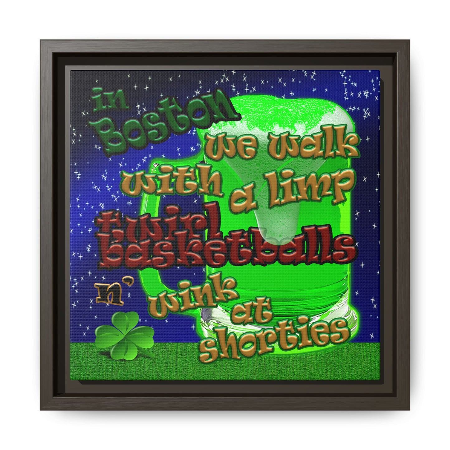 celtics logo - framed canvas art ('snoops' background)