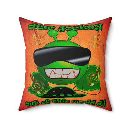 disc jockey - Spun Polyester Square Pillow - (burnt orange)