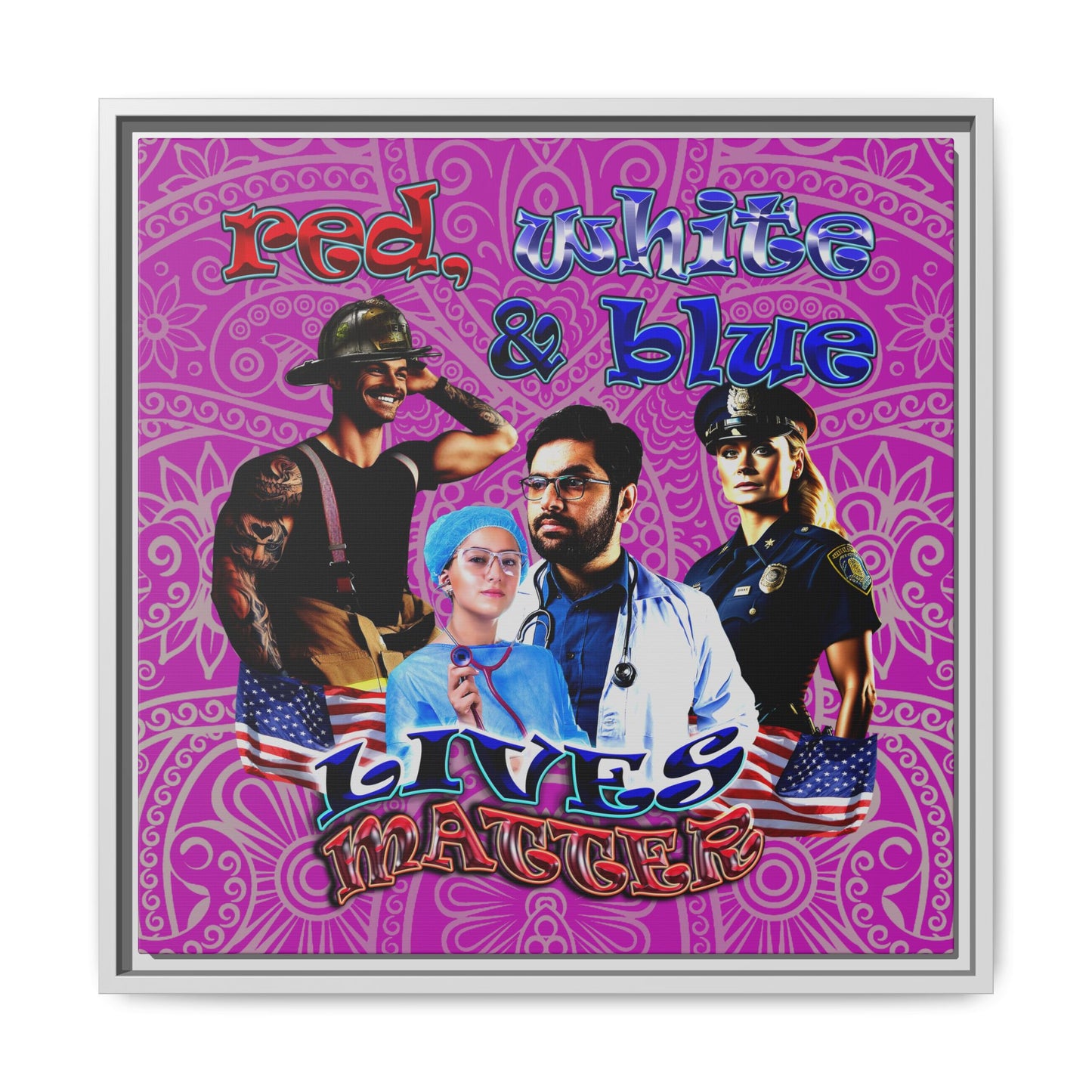 rw&b lives matter - framed canvas art (pink swirl)