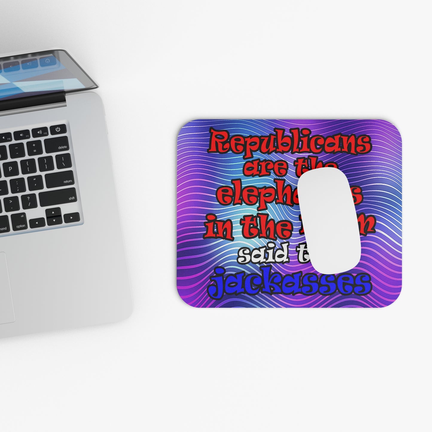 donkeys and elephants - Mouse Pad (Rectangle) (purple wave)