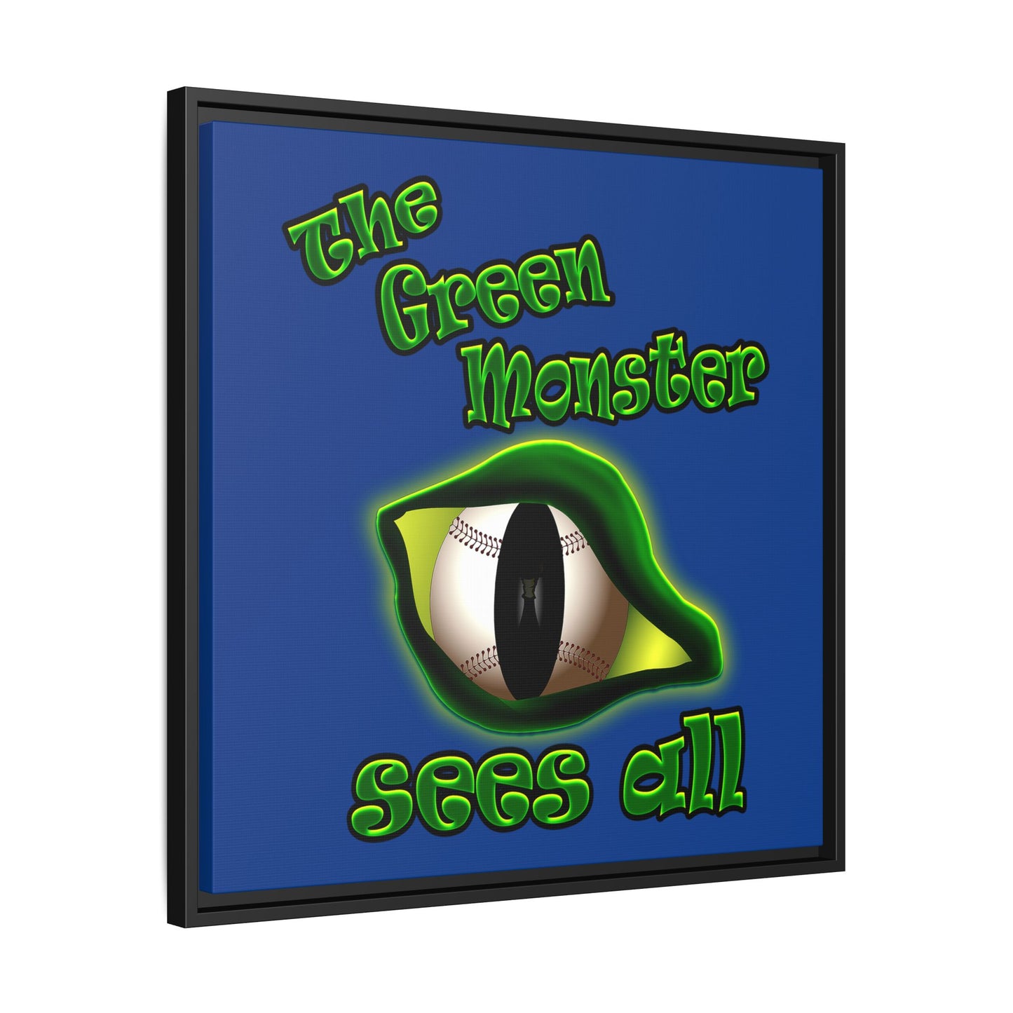 green monster - framed canvas art (dark blue)
