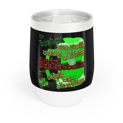 celtics logo - Chill Wine Tumbler (black)
