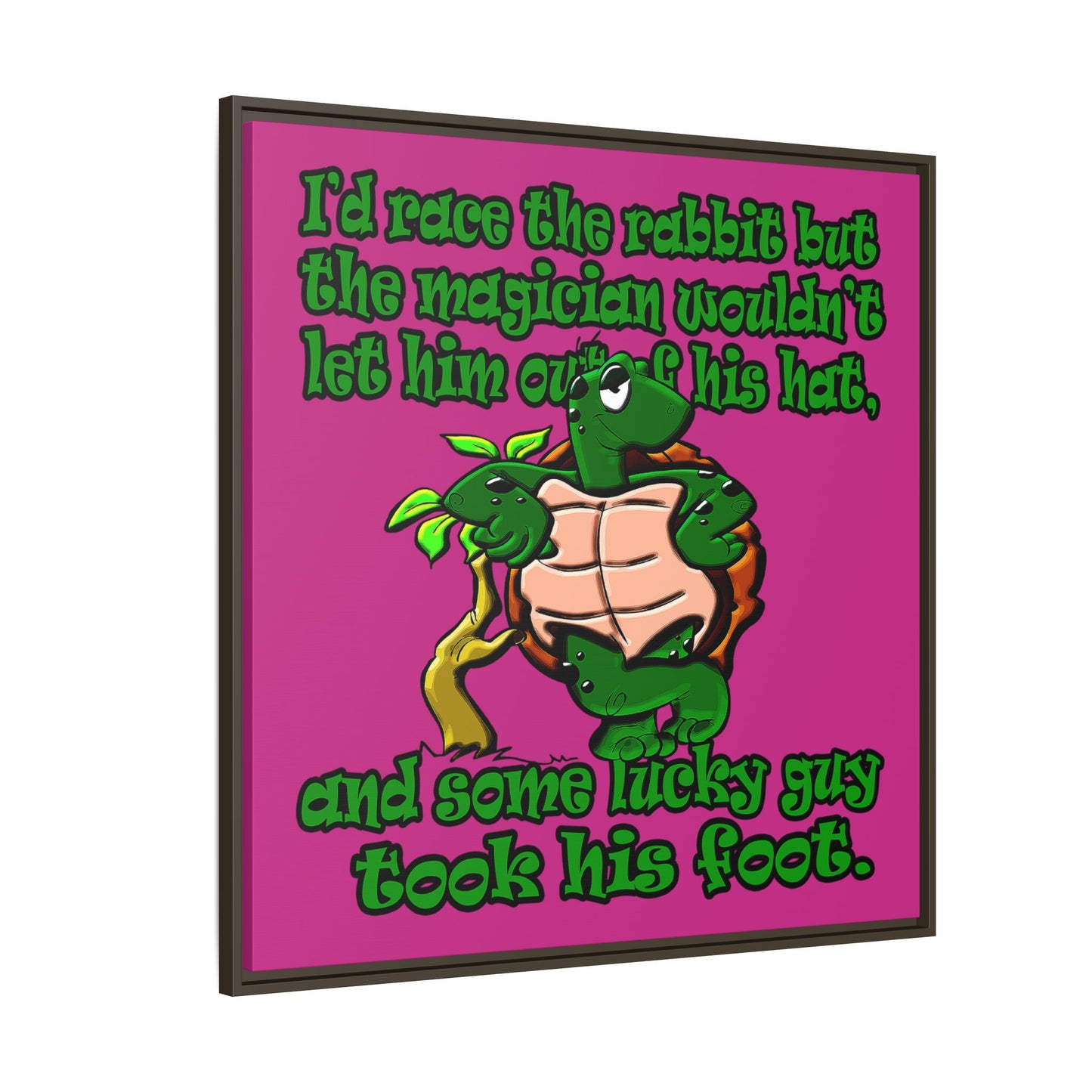 turtle race - framed canvas art (pink)
