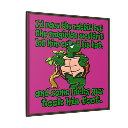 turtle race - framed canvas art (pink)