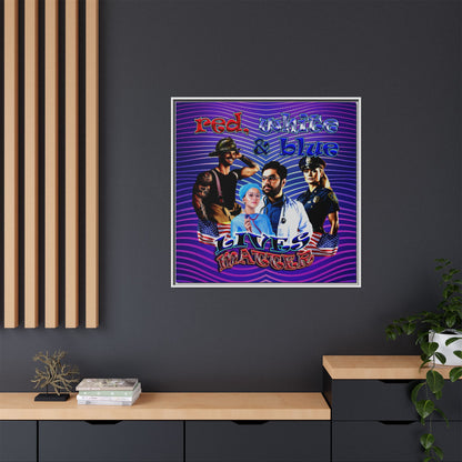 rw&b lives matter - framed canvas art (purple wave)