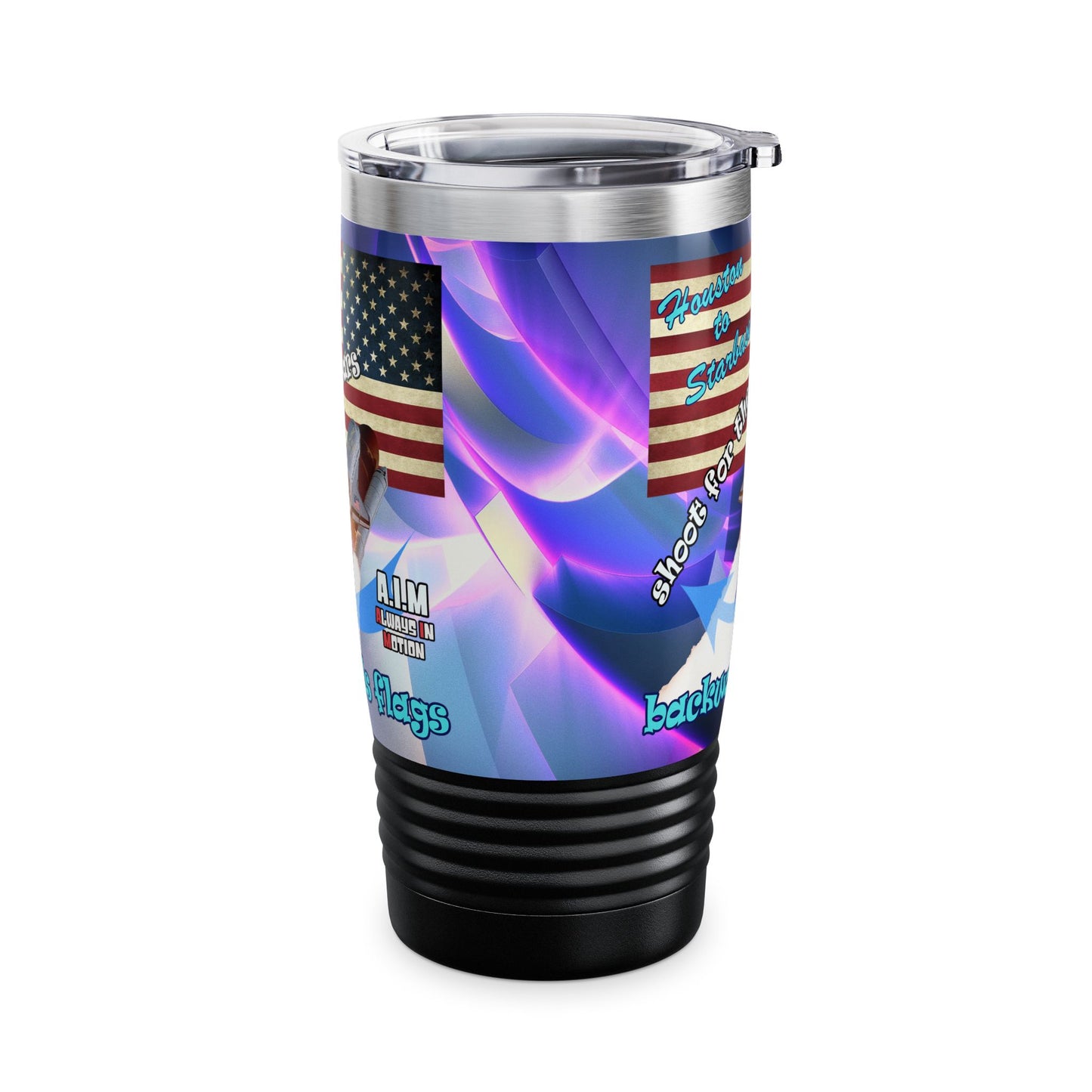 shoot for the stars - Ringneck Tumbler, 20oz (grey-pink wave)