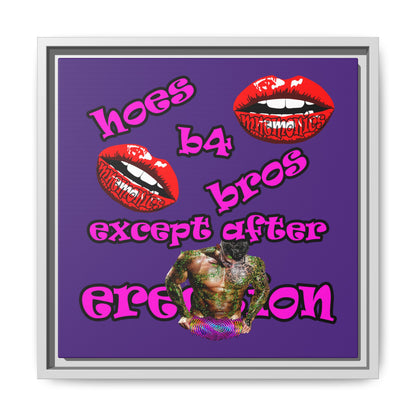 hoes b4 bros - framed canvas art (purple)