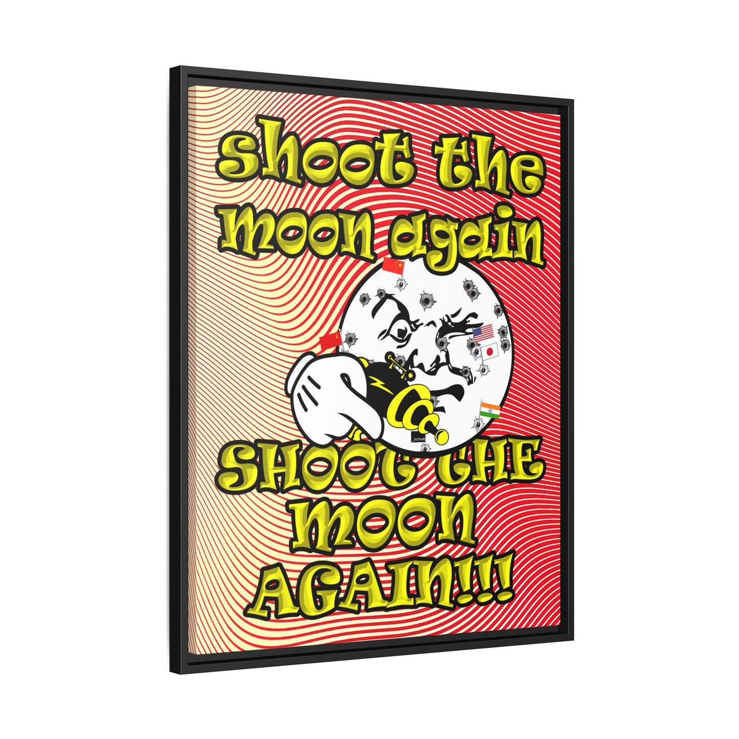shoot the moon again - framed canvas art (yellow-orange wave)