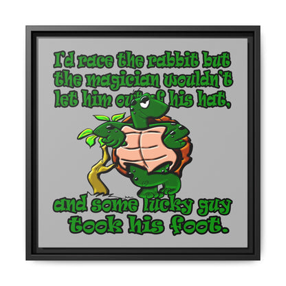 turtle race - framed canvas art (light grey)