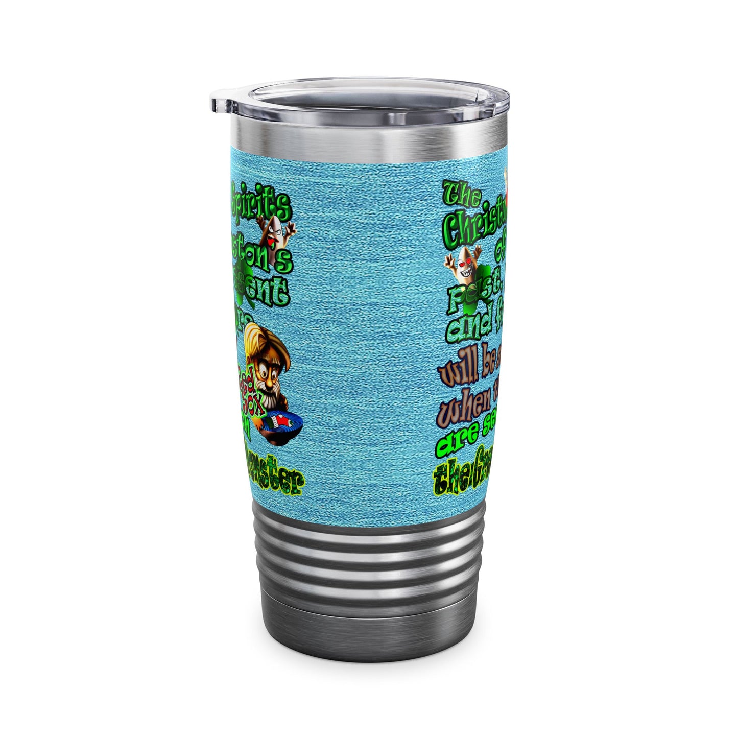 christmas spirits of boston - Ringneck Tumbler, 20oz (faded blue)