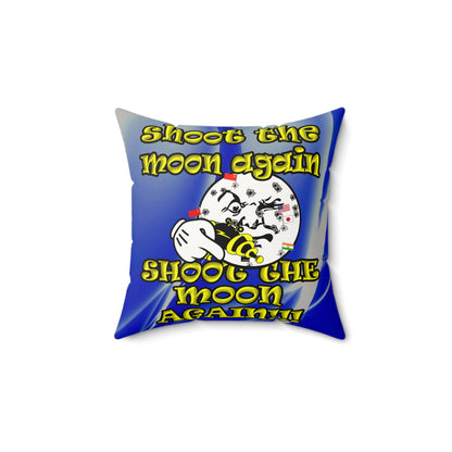 shoot the moon again - Faux Suede Square Pillow - (blue-white wave)