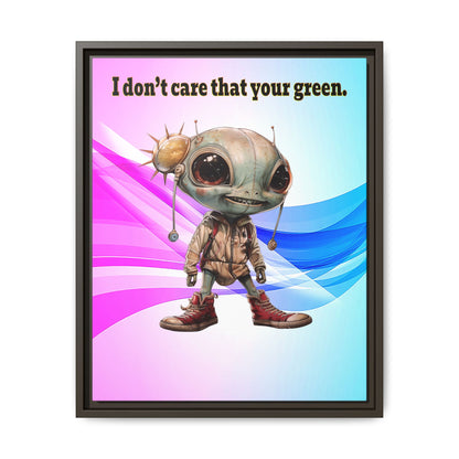 I don't care that your green - framed canvas art (light blue-pink wave)