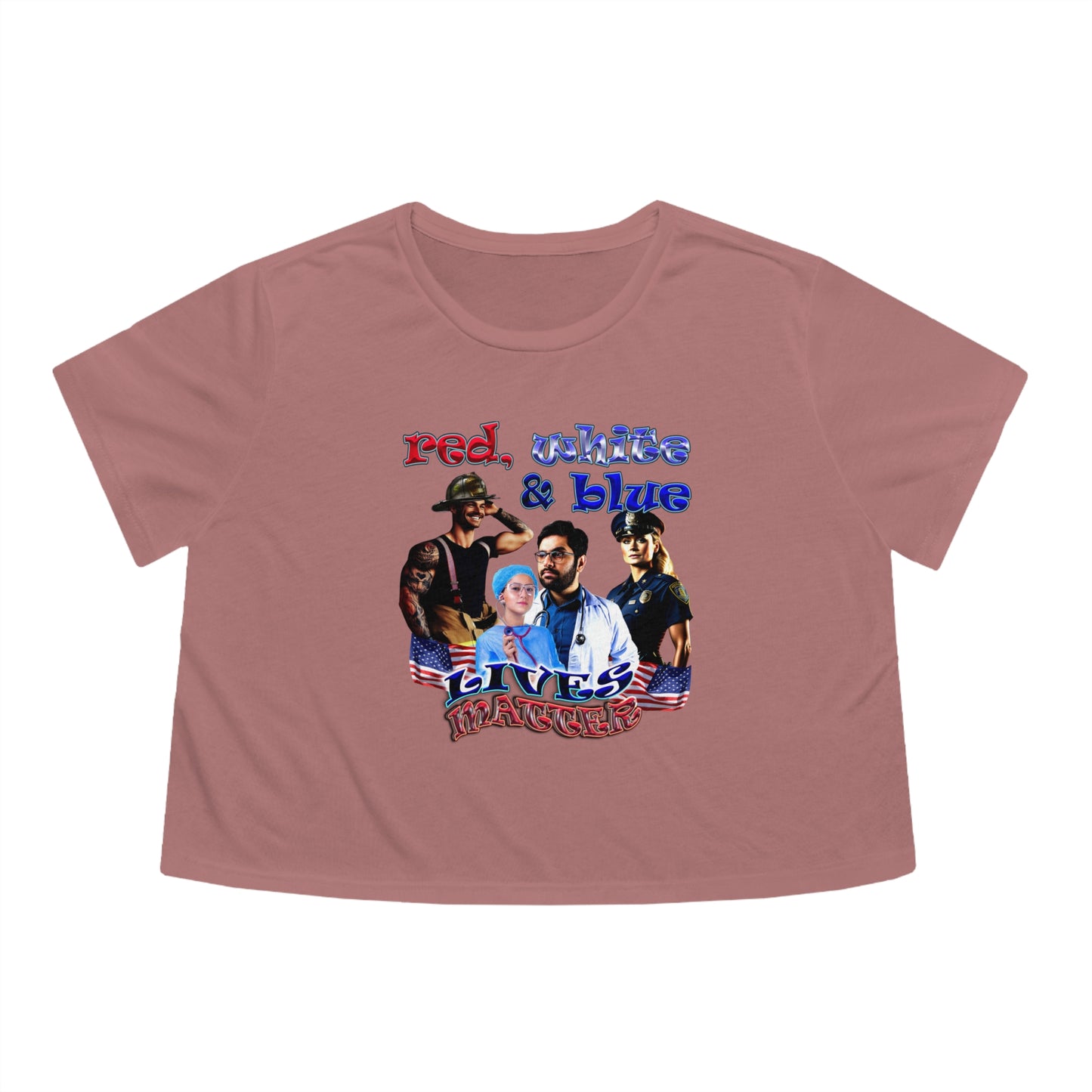 rw&b lives matter - Women's Flowy Cropped Tee