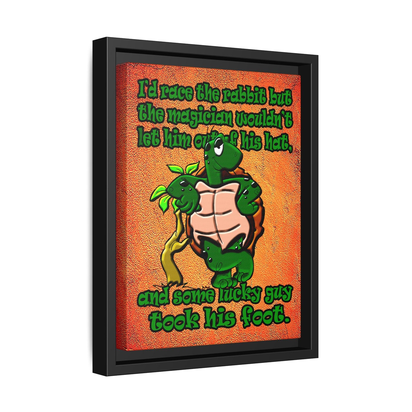 turtle race - framed canvas art (burnt orange)
