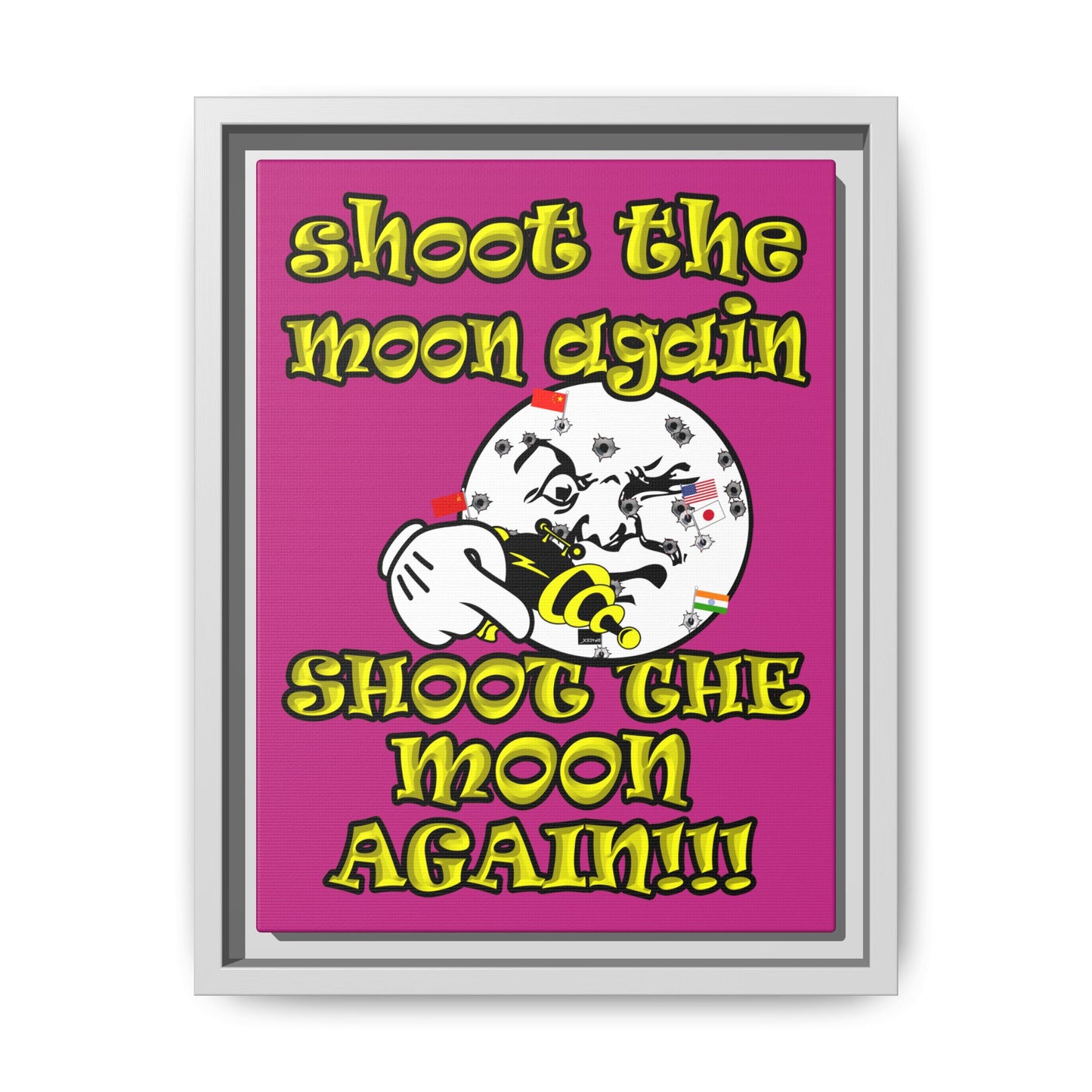 shoot the moon again - framed canvas art (pink)
