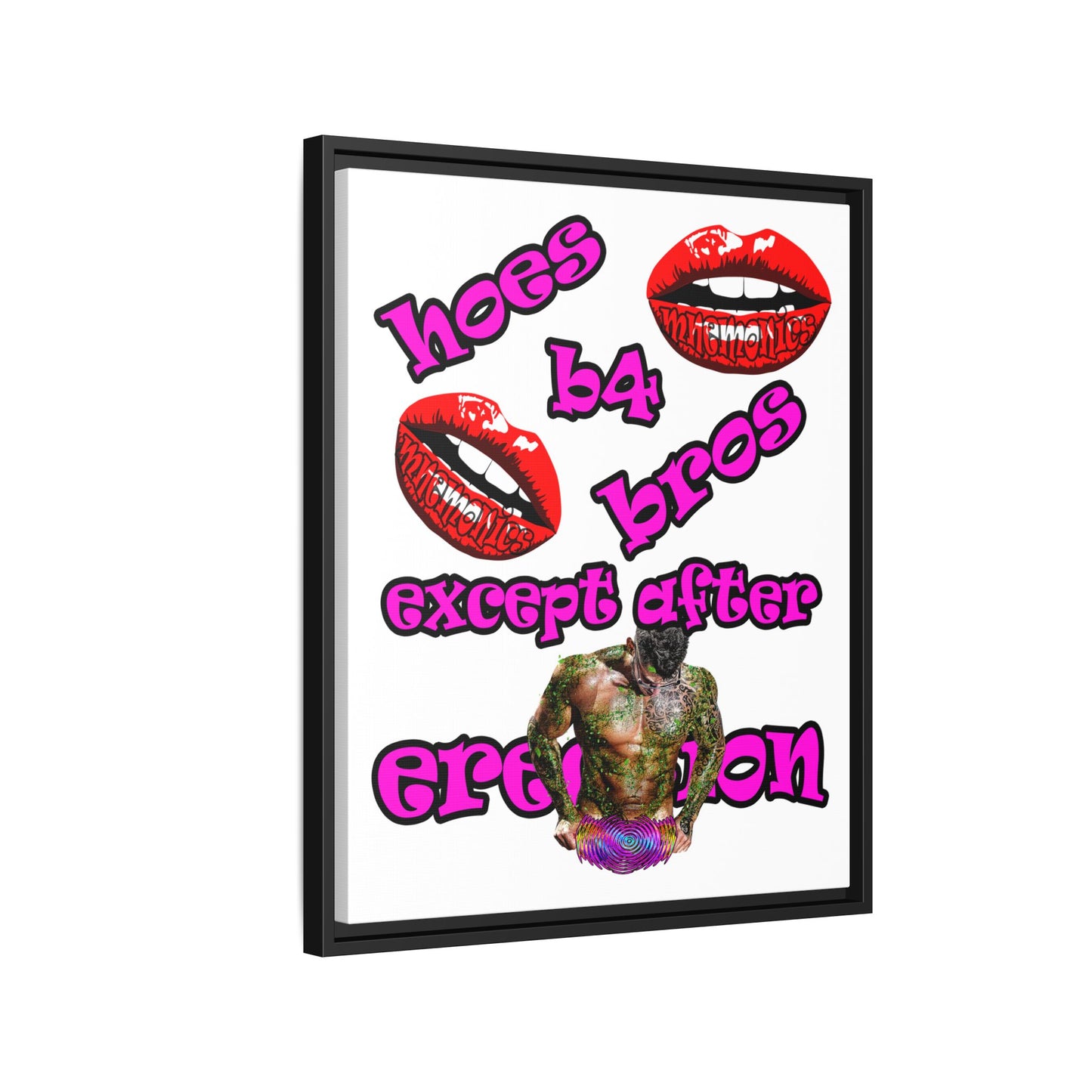hoes b4 bros - framed canvas art (white)