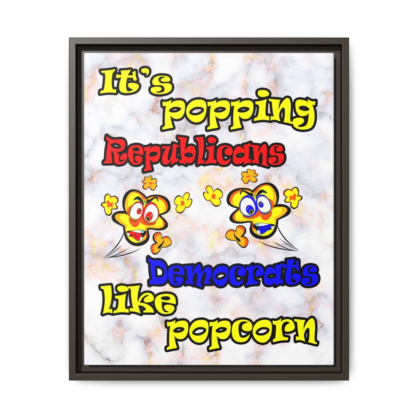 popping like popcorn - framed canvas art (white marble)