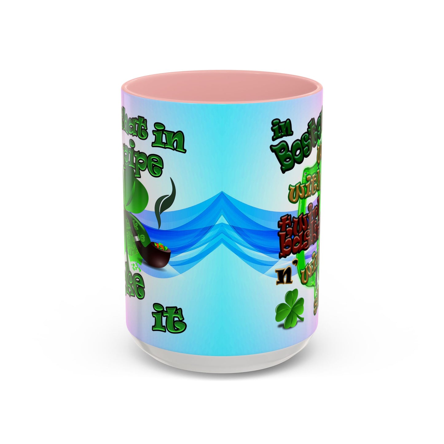 celtics logo - Accent Mug (light blue-pink wave)