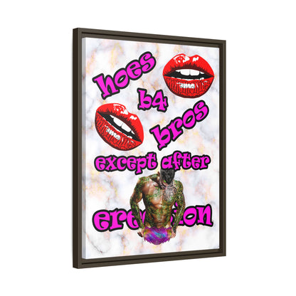 hoes b4 bros - framed canvas art (white marble)