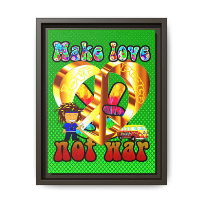 love peace - framed canvas art (logo green)