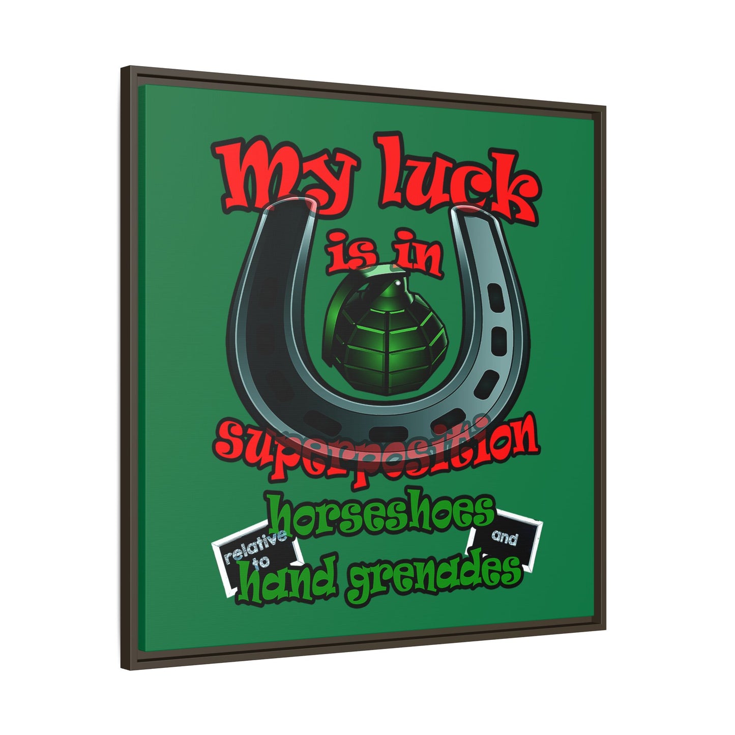 my luck - framed canvas art (dark green)