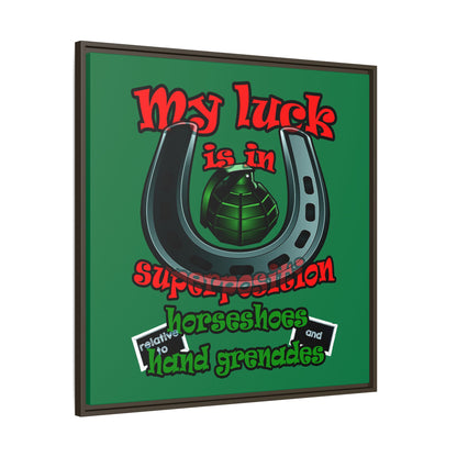 my luck - framed canvas art (dark green)