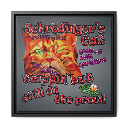 schrodinger's cat - framed canvas art (grey-light grey)