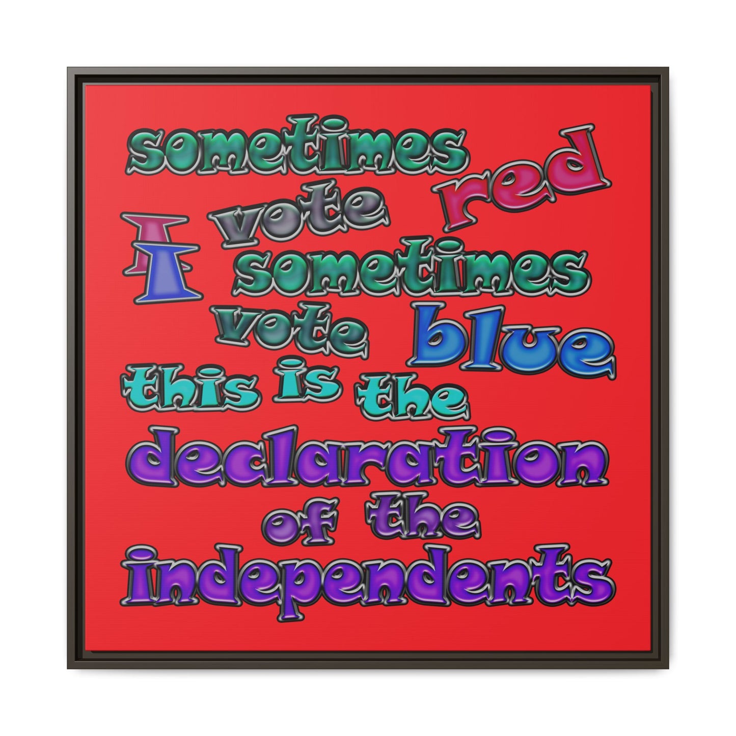 declaration of the independents - framed canvas art (red)