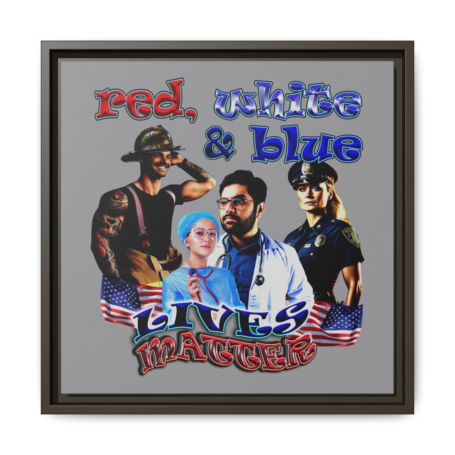rw&b lives matter - framed canvas art (grey)