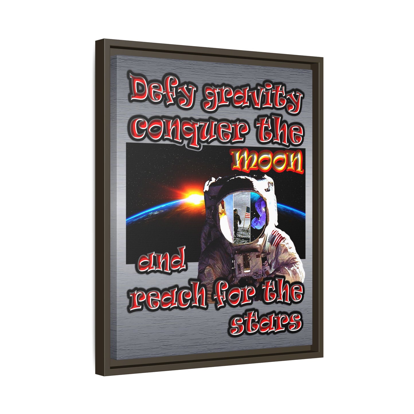 defy conquer reach - framed canvas art (brushed nickel)