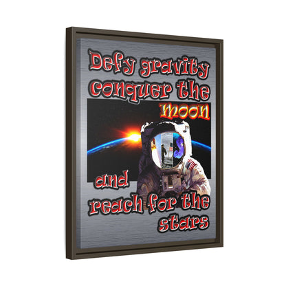 defy conquer reach - framed canvas art (brushed nickel)