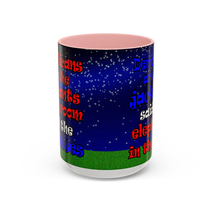 donkeys and elephants - Accent Mug ('snoops' background)