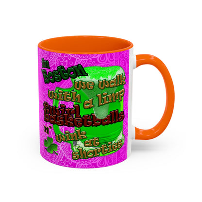 celtics logo - Accent Mug (pink swirl)