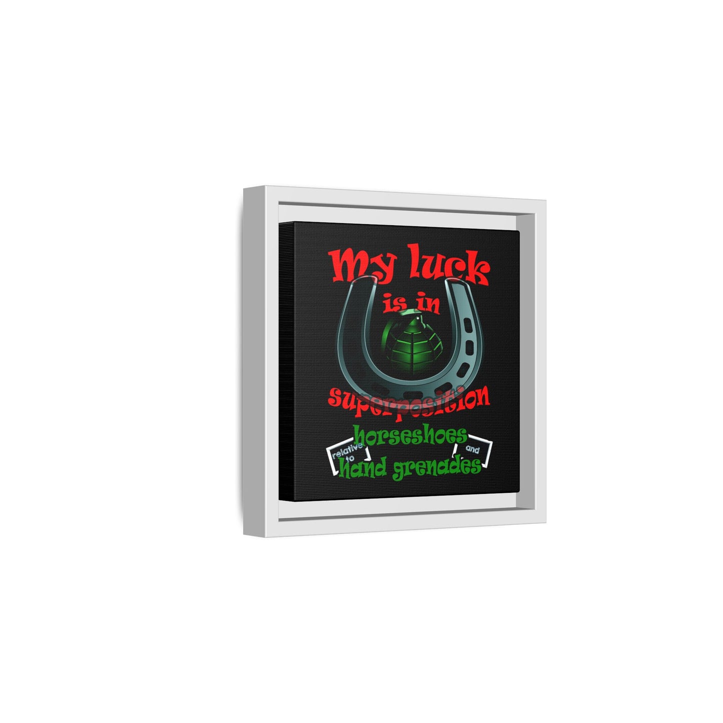 my luck - framed canvas art (black)