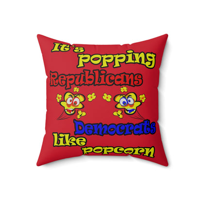 popping like popcorn - Spun Polyester Square Pillow - (dark red)