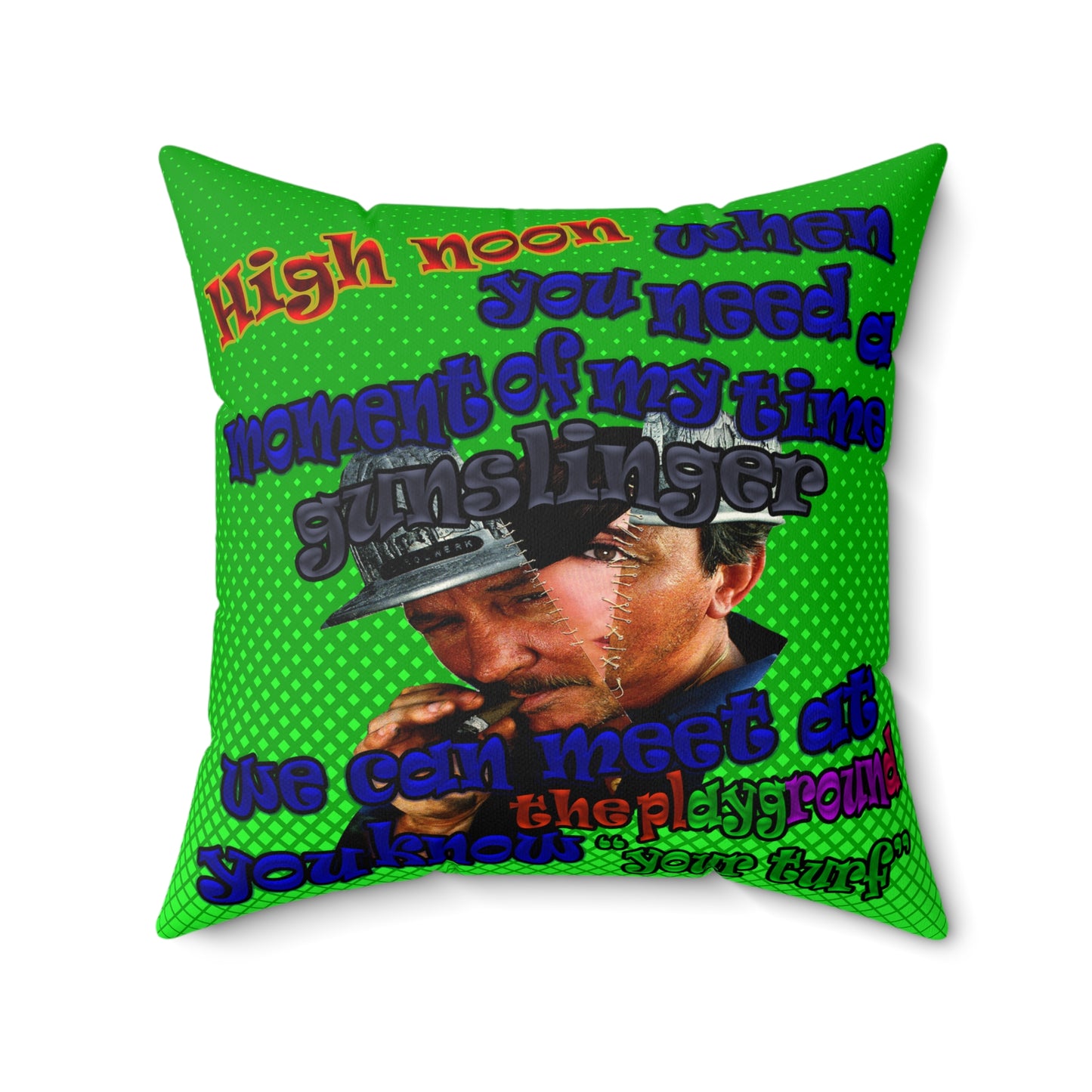 high noon - Faux Suede Square Pillow - (logo green)