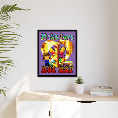love peace - framed canvas art (light purple)