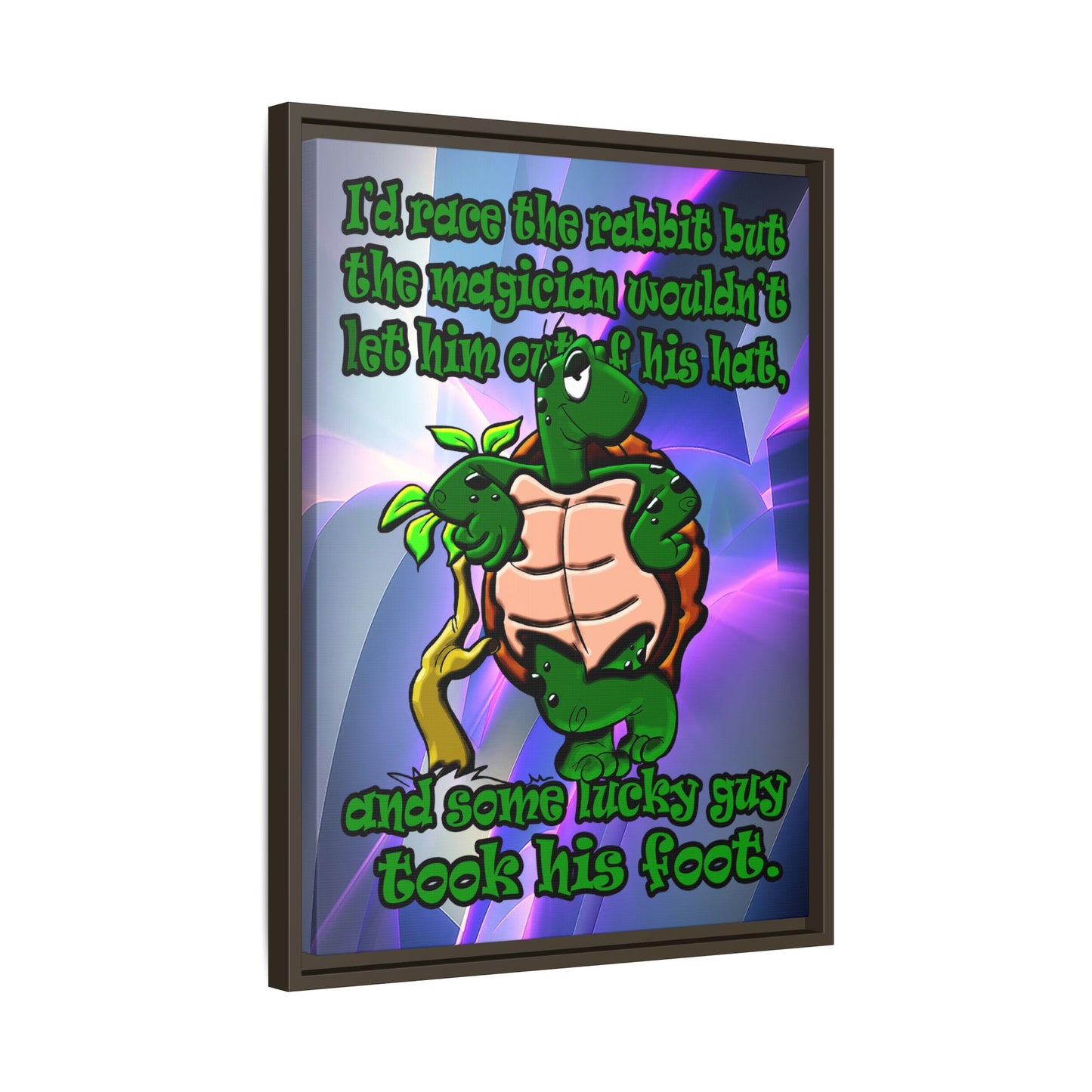 turtle race - framed canvas art (grey-pink wave)