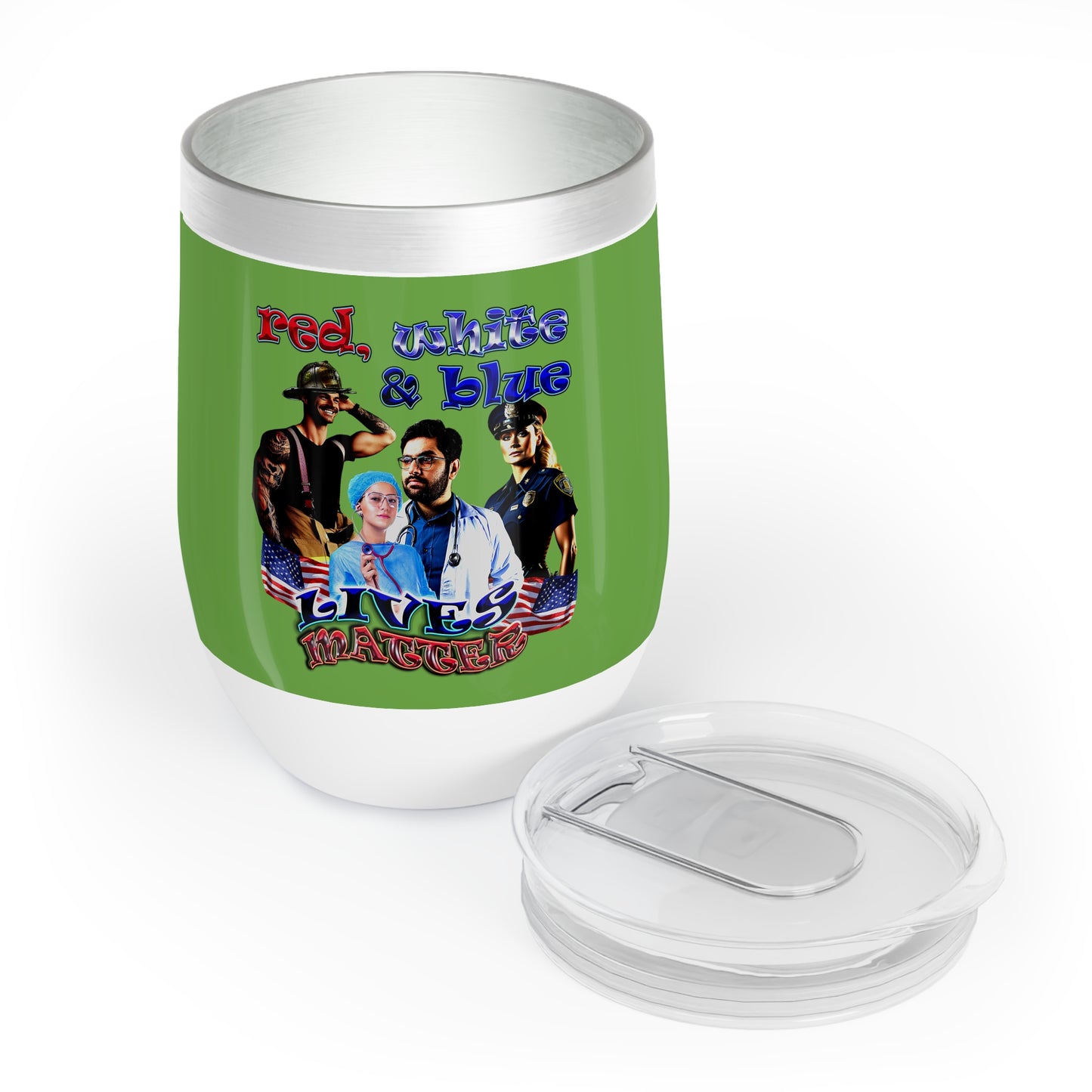 rw&b lives matter - Chill Wine Tumbler (green)