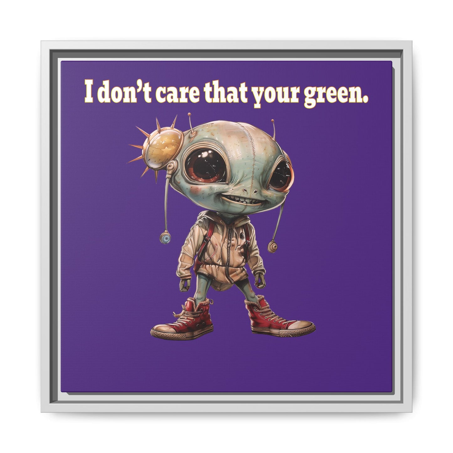 I don't care that your green - framed canvas art (purple)