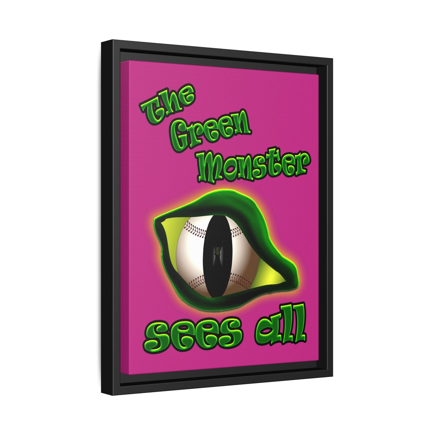 green monster - framed canvas art (pink)